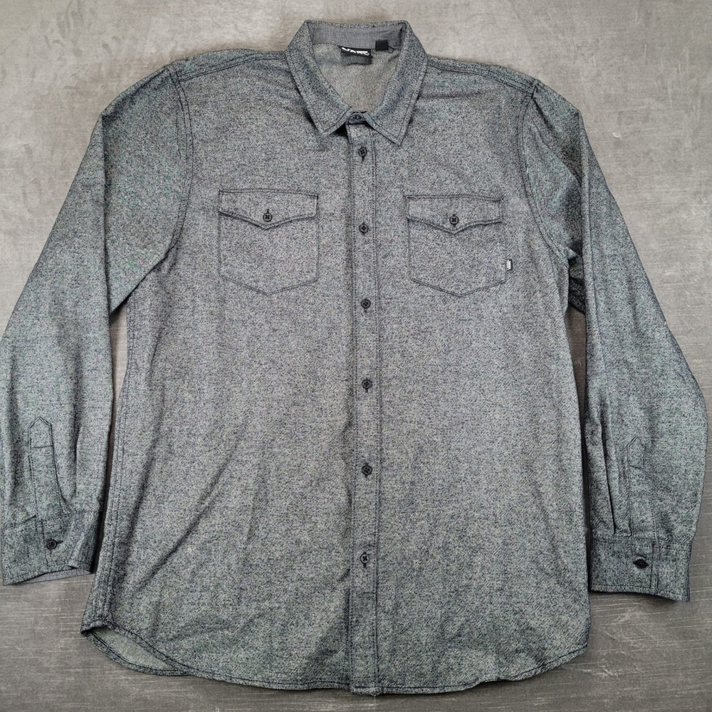 Vans‎ Mens XL Gray Long Sleeve Button Up Shirt Textured Workwear Skater